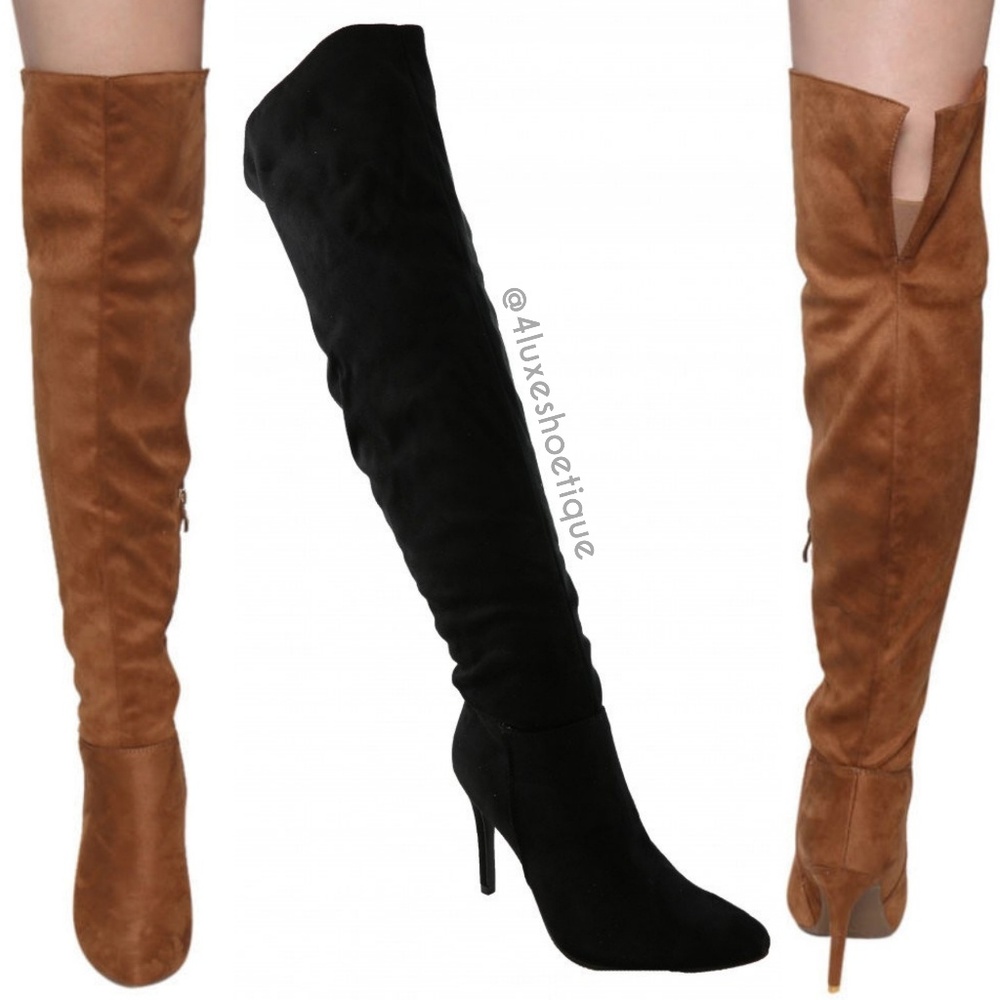 NEW Black Knee high heeled boots